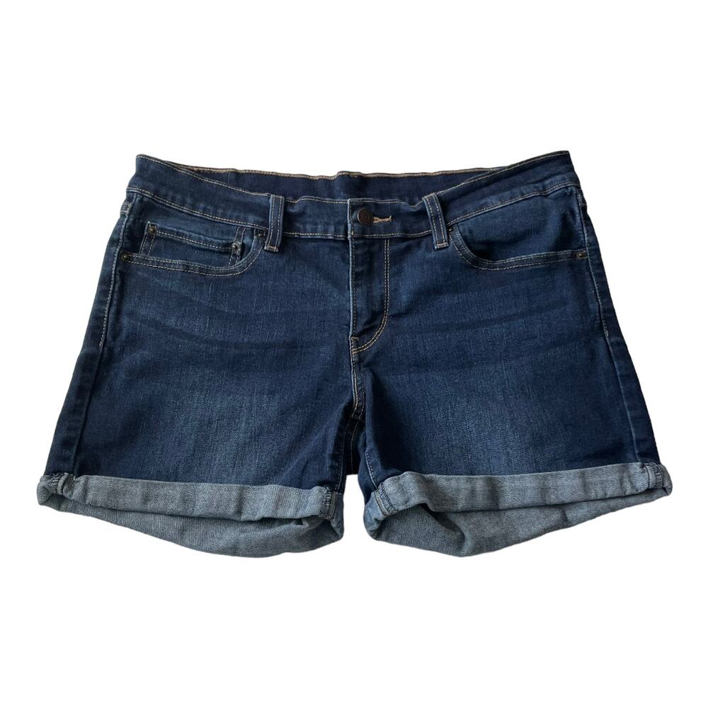 Levis Womens Jean Shorts Size 31 Mid Rise Cuffed Stretch Denim Blue Jean Shorts